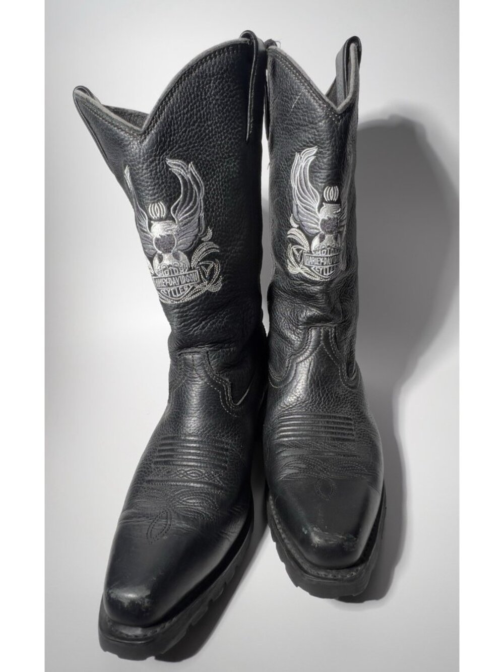Harley-Davidson Men’s Western Leather Boots Size 8.5 Black Embroidered